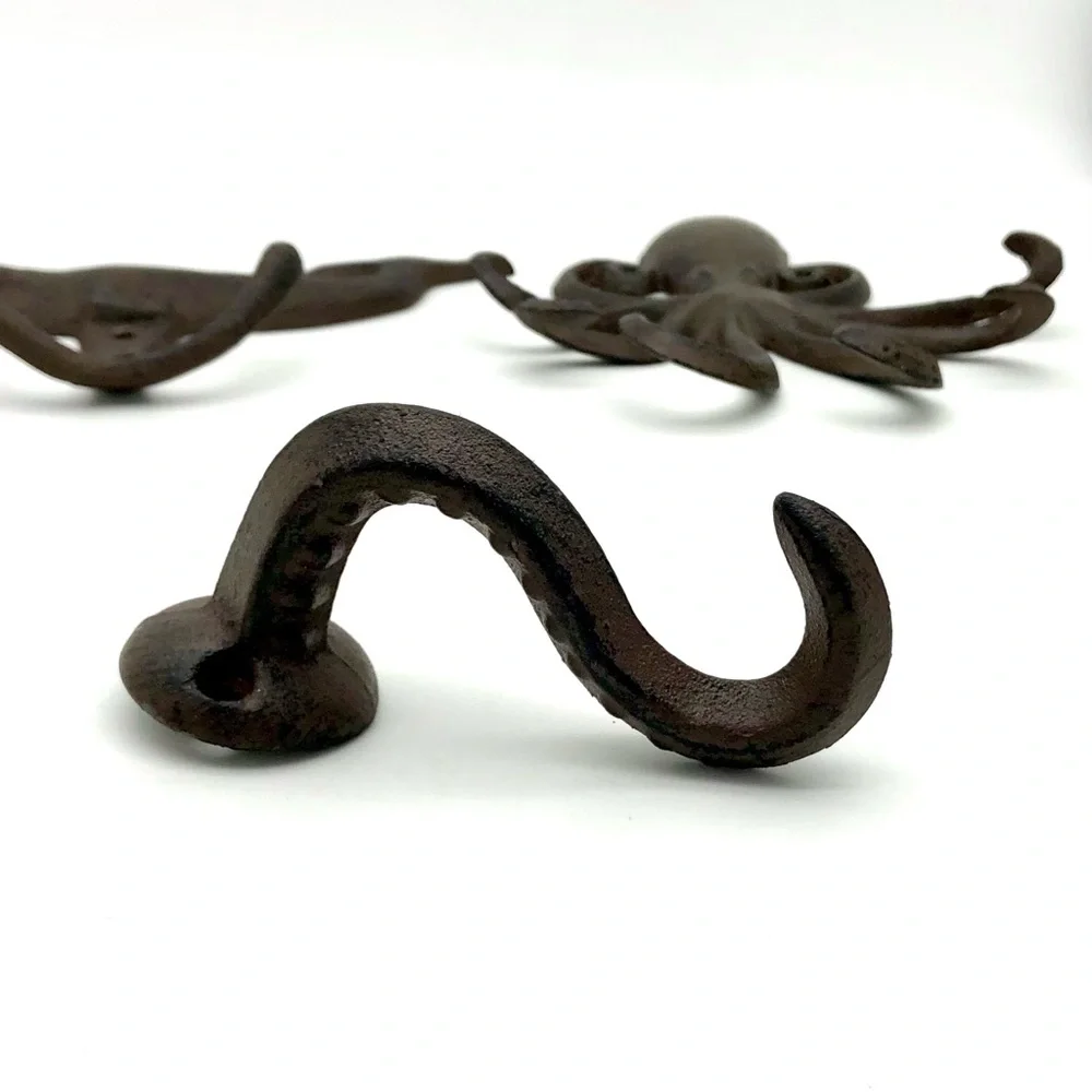Nautical Cast Iron Wall Hooks Seahorse Octopus Tentacle Whale Ocean Beach